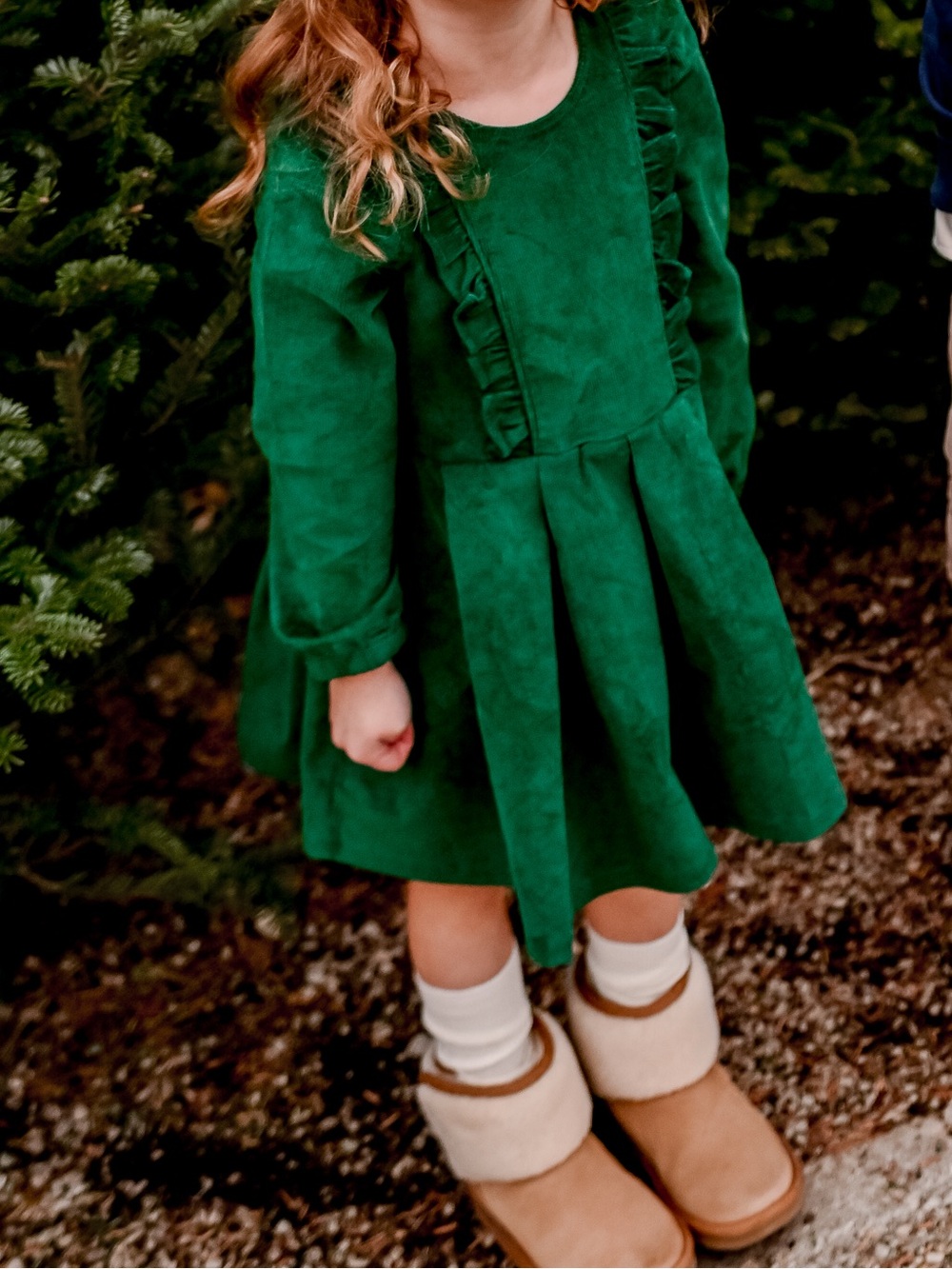 Worthy Threads Emerald Green Ruffle Corduroy Party Dress 4Y